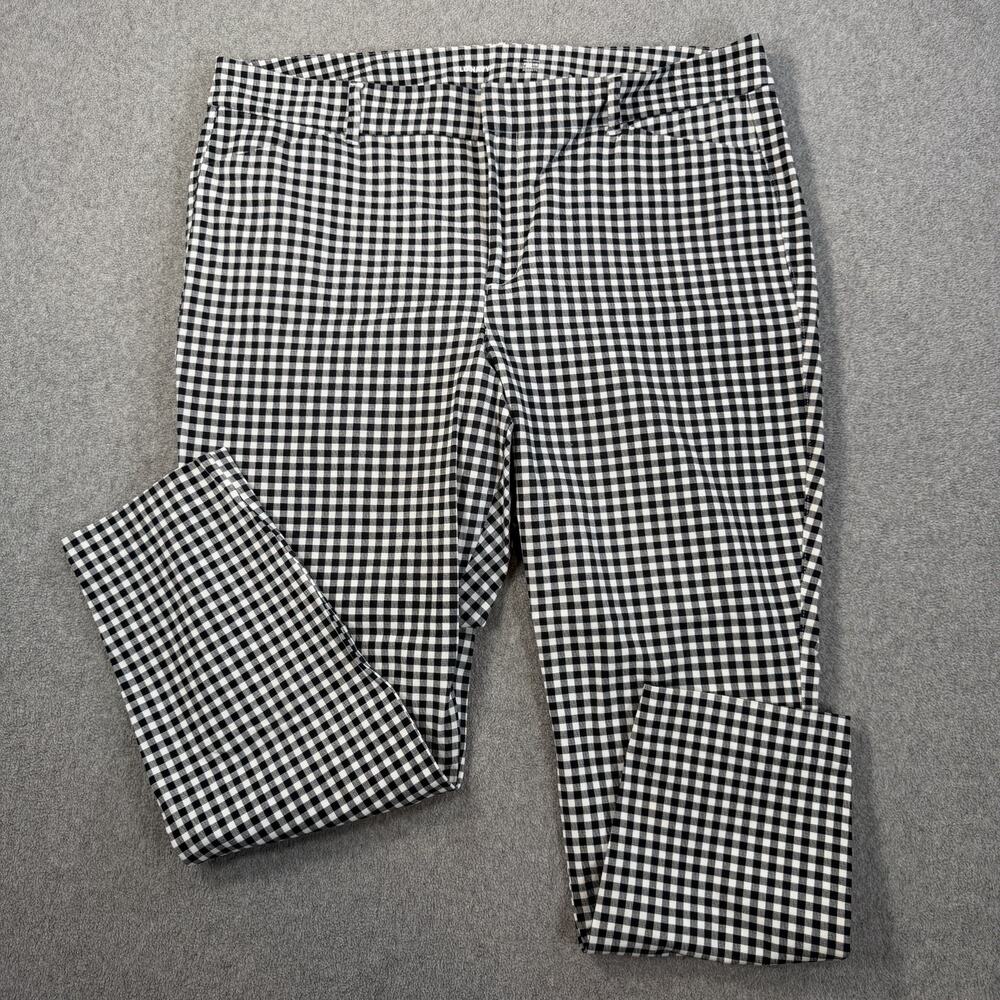 Old Navy Women's Size 16 High Rise Pixie Pants Black White Gingham Check Stretch